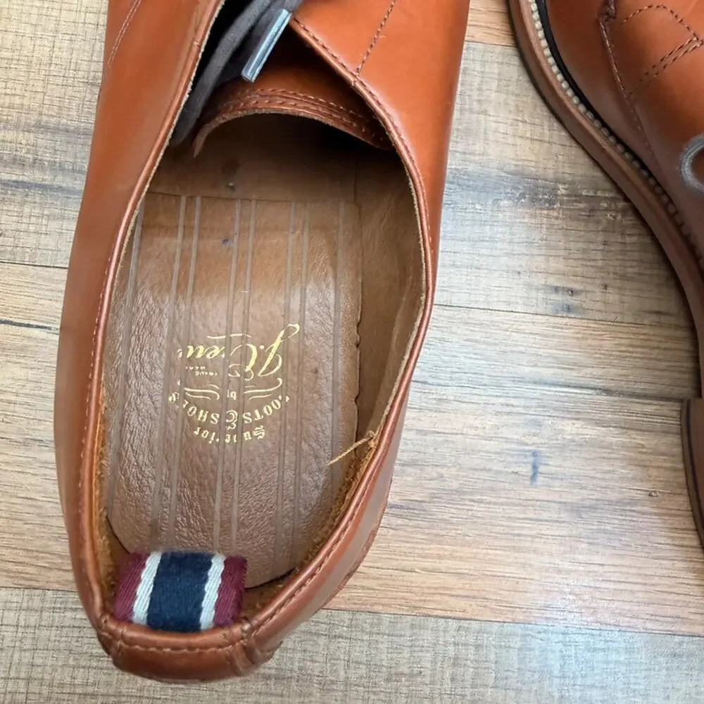 J Crew Oar Stripe Men's Size 13 Brown Leather Derbys Dress Shoes